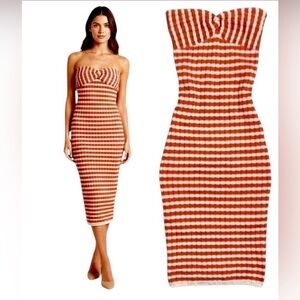 Willow & Wind creamy white /orange knit strapless spring/summer dress  S
